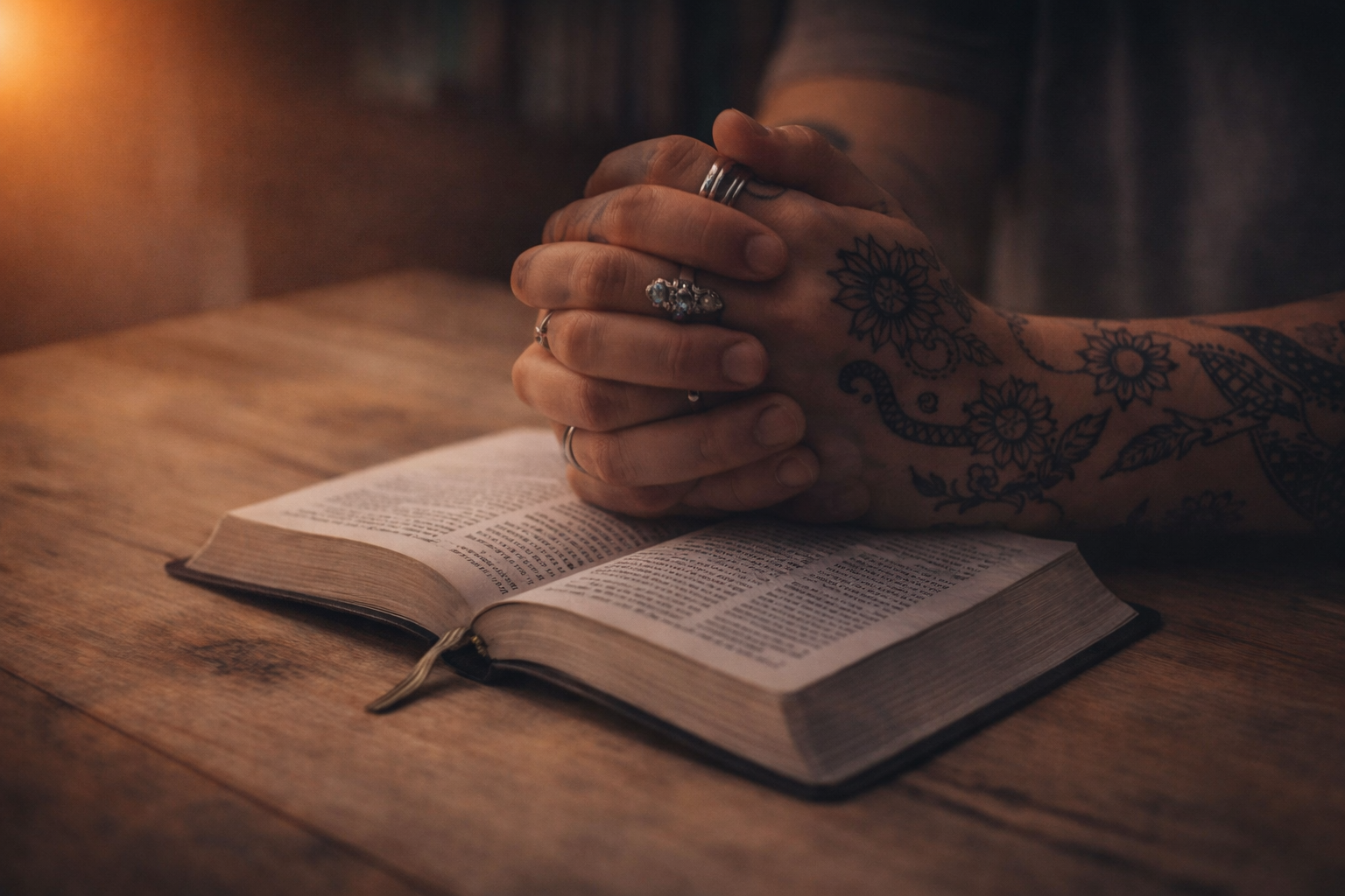 person in reflective moment with bible representing religious trauma and healing